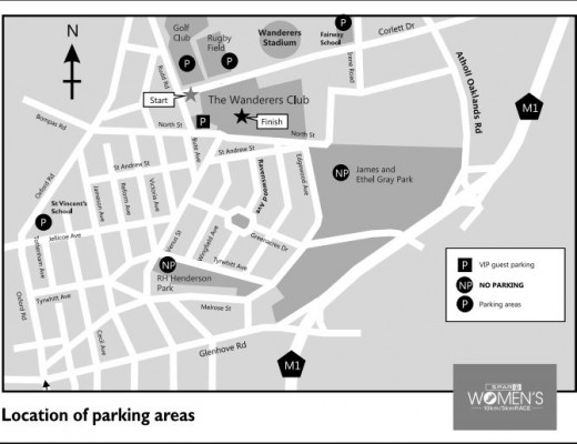 A map of the parking areas.