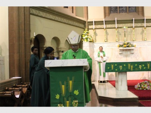 Auxiliary Bishop of the Catholic Archdiocese of Johannesburg, Duncan Tsoke at a student mass service that was dedicated to praying for peace at universities, amid #FeesMustFall protests.