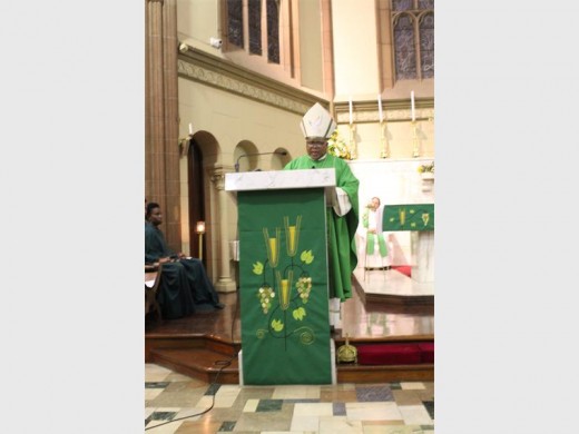 Auxillary Bishop of the Catholic Archdiocese of Johannesburg, Duncan Tsoke at a student mass service that was dedicated to praying for peace at universities, amid #FeesMustFall protests.